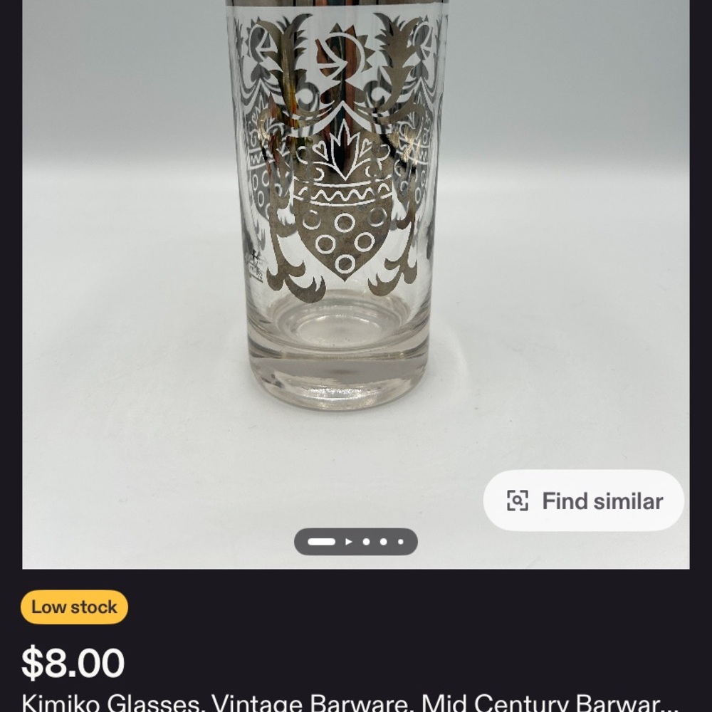 Elegant Kimiko  Silver Trimmed Glass Tumblers mid century bar ware - Picture 4 of 4